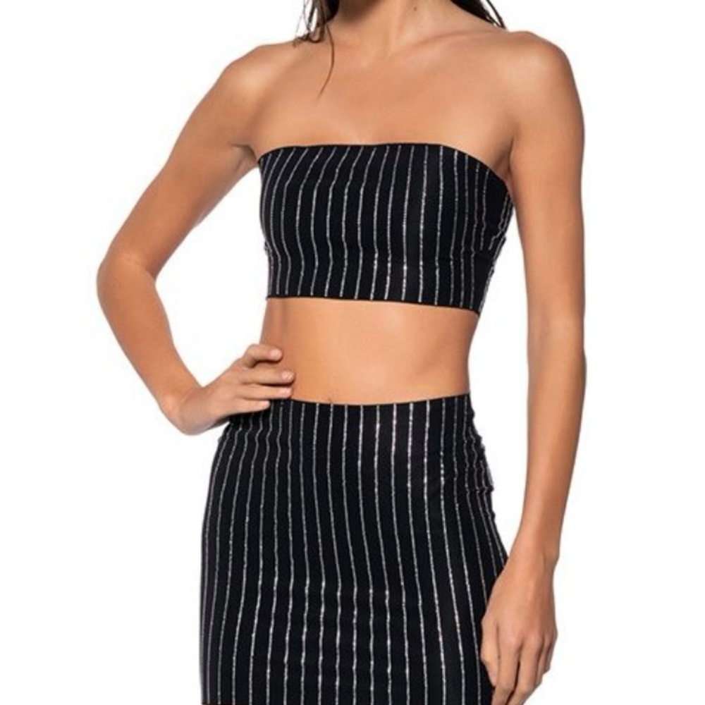 AKIRA Second Skin Rhinestone Embellished Tube Top & Skirt